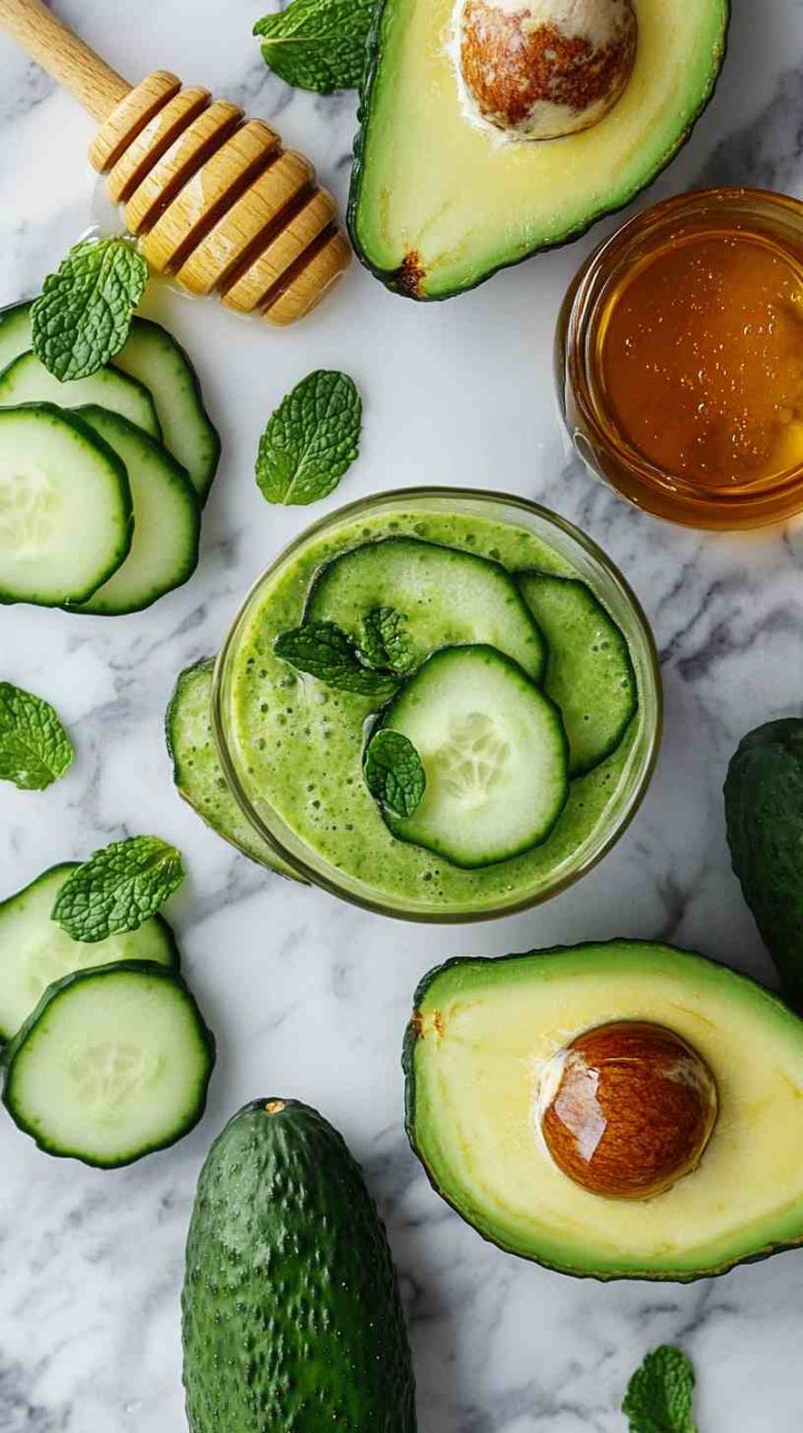 Avocado Cucumber Mint Smoothie Avocado Cucumber Mint Smoothie