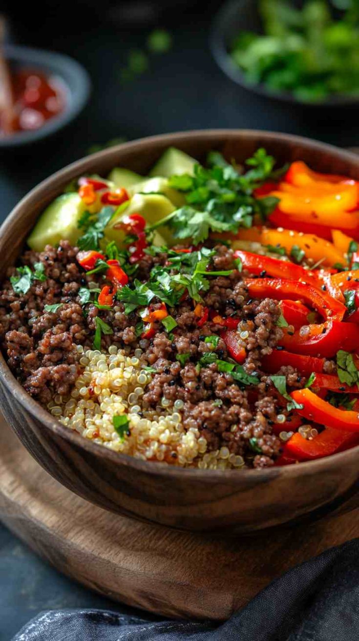 Classic Bodybuilder’s Ground Beef and Quinoa Bowl Classic Bodybuilder’s Ground Beef and Quinoa Bowl