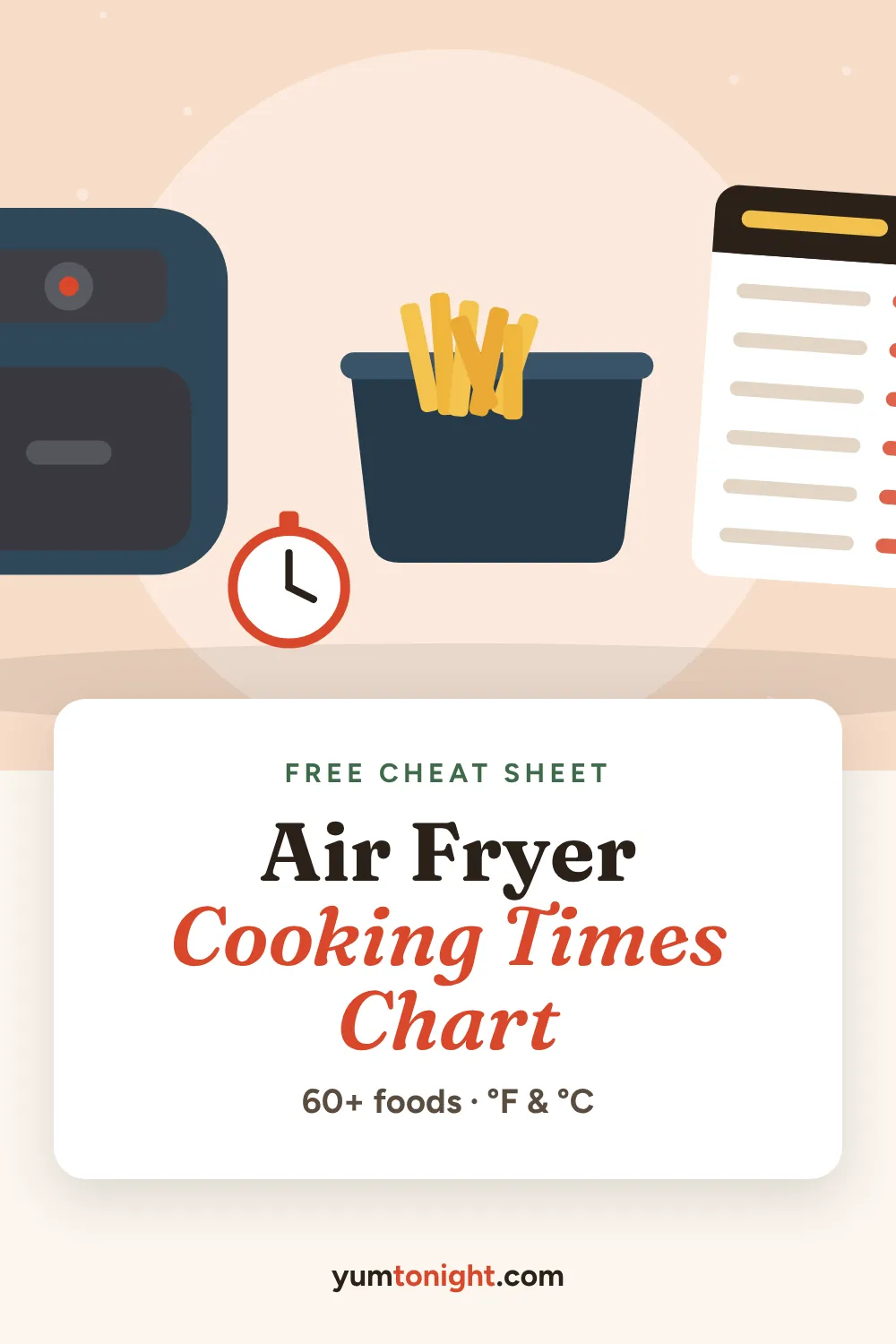 Pinterest pin: Air Fryer Cooking Times Chart