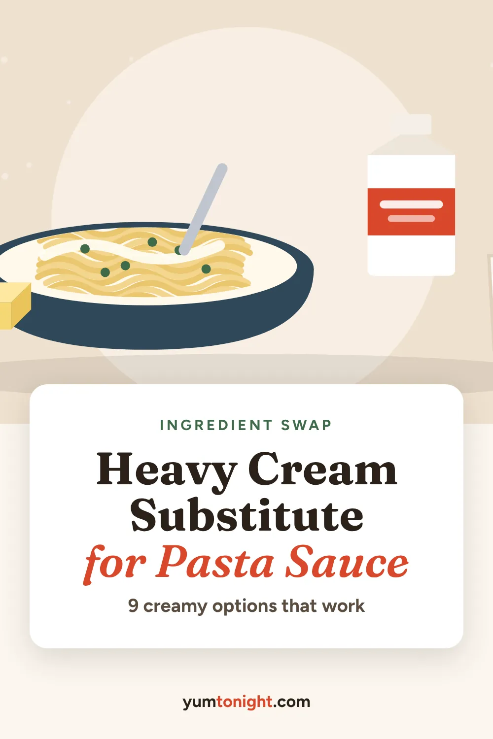 Pinterest pin: Heavy Cream Substitute for Pasta Sauce