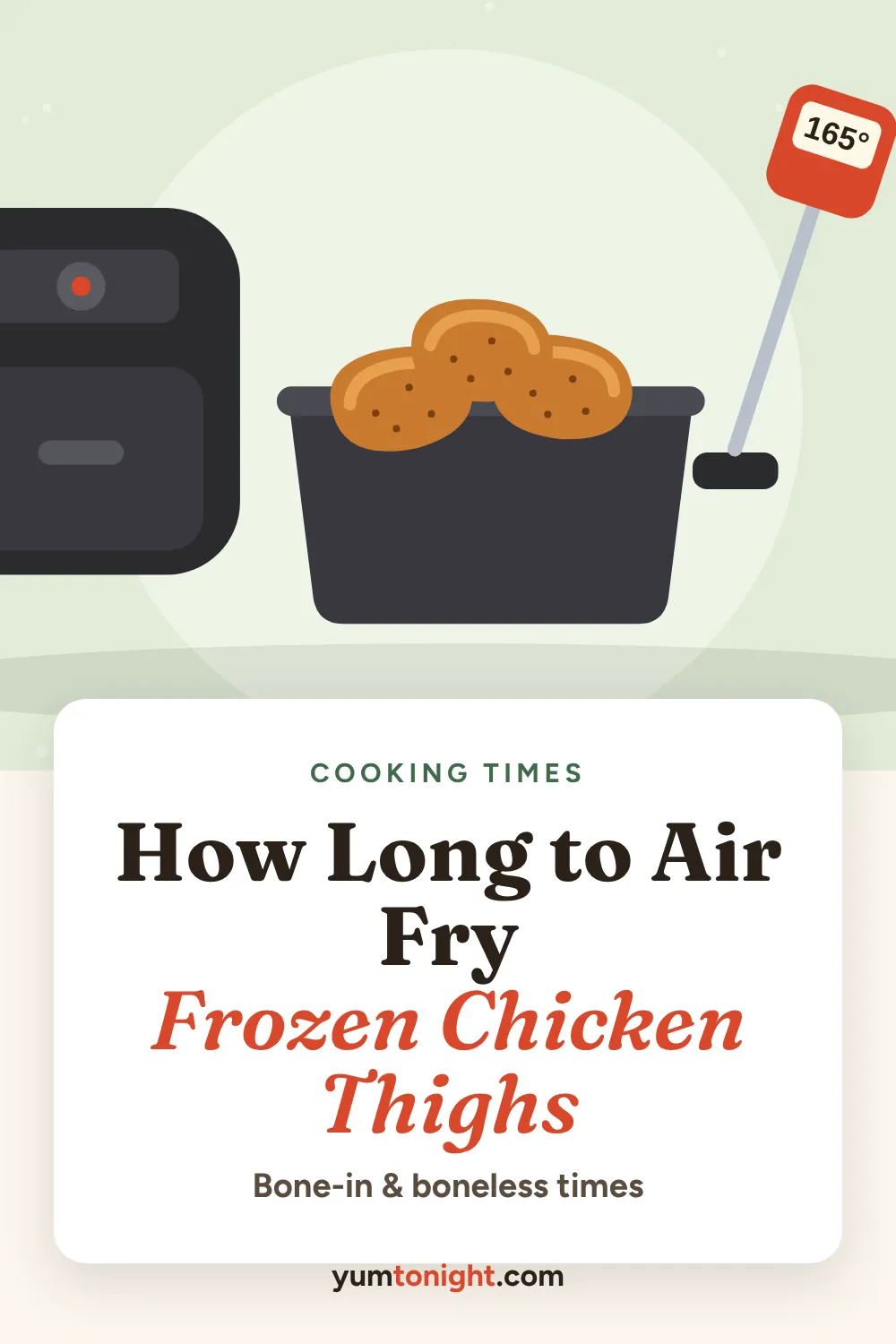 Pinterest pin: How Long to Air Fry Frozen Chicken Thighs