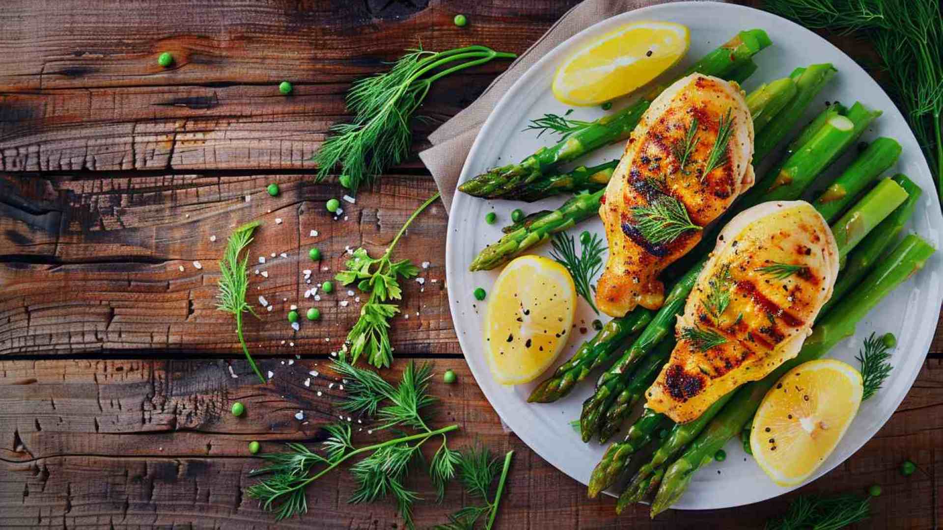 Lemon Dill Chicken with Steamed Asparagus