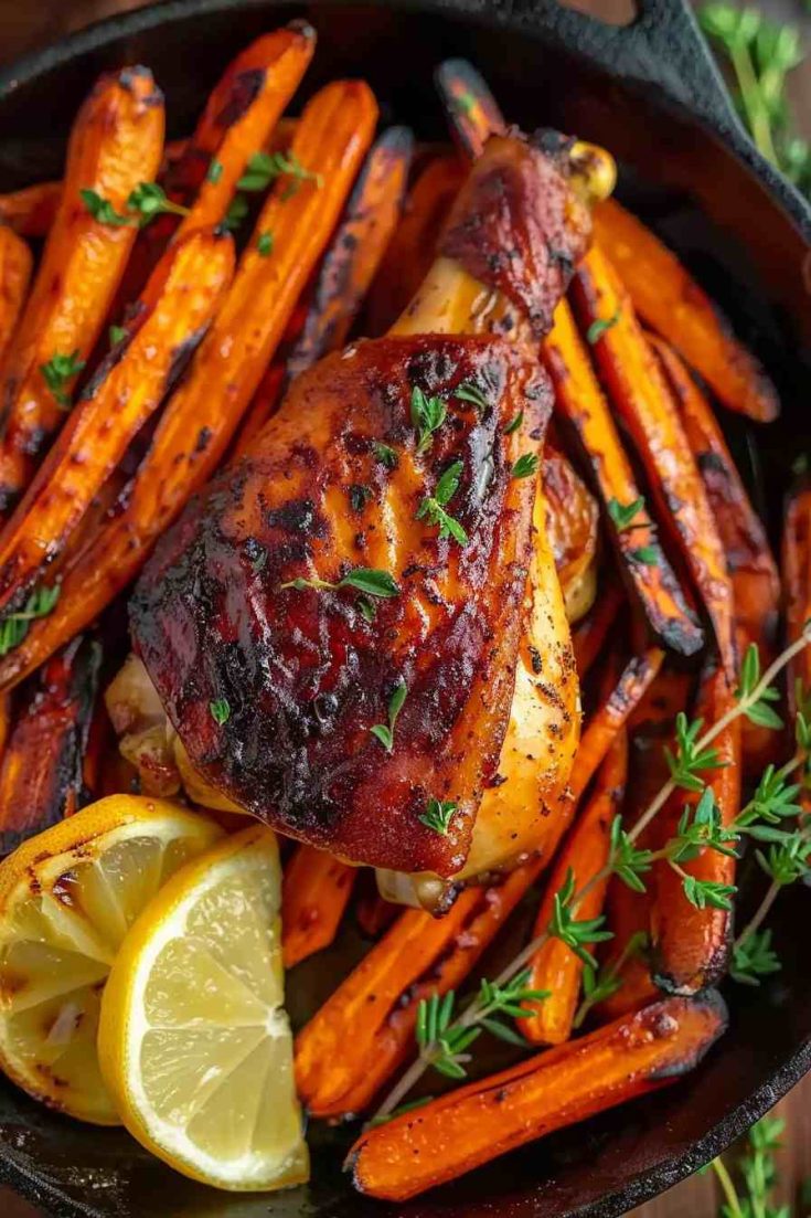 Baked Honey Mustard Chicken with Roasted Carrots