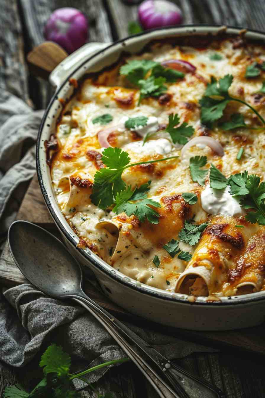 Chicken Enchiladas with Sour Cream Sauce