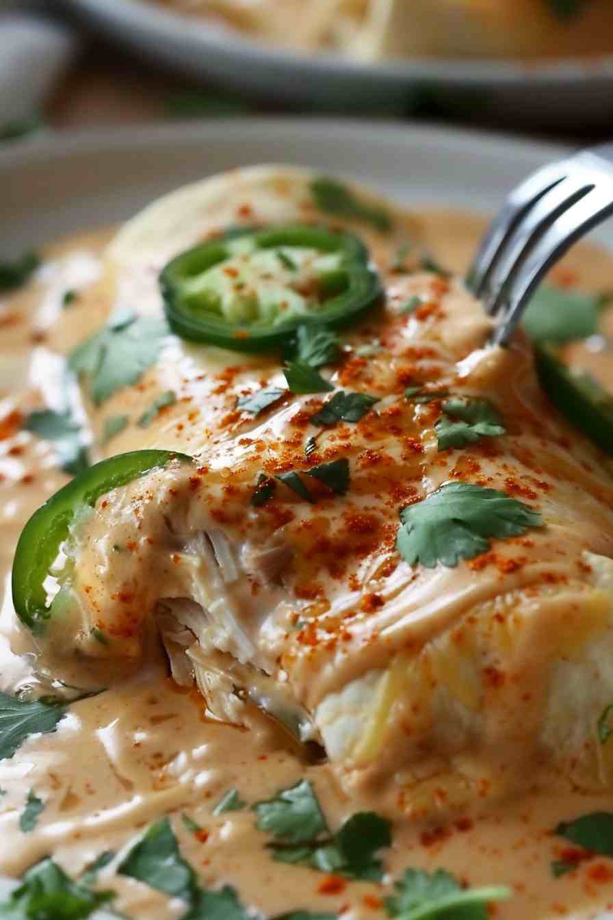 Chicken Enchiladas with Sour Cream Sauce