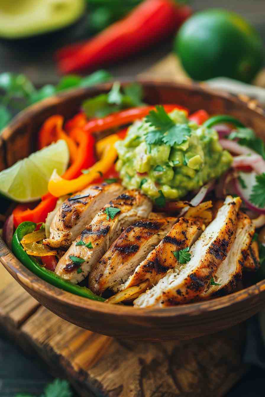 Chicken Fajita Bowls with Guacamole