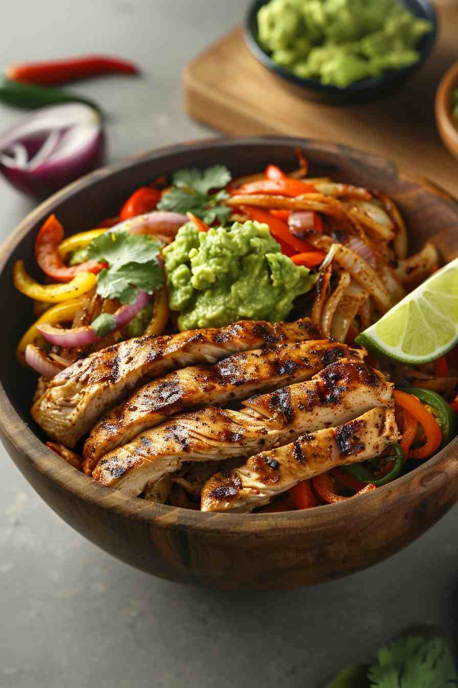 Chicken Fajita Bowls with Guacamole