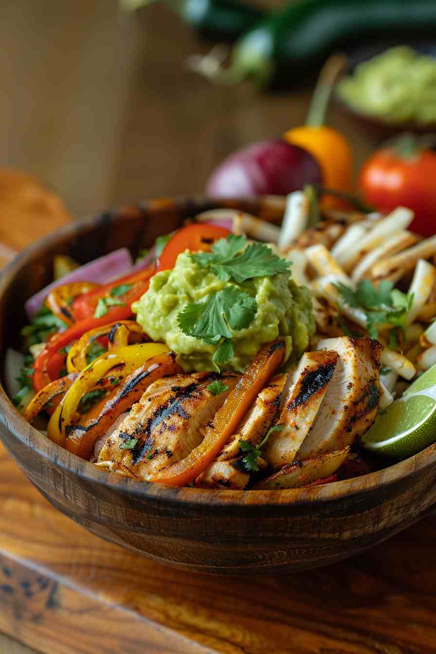 Chicken Fajita Bowls with Guacamole