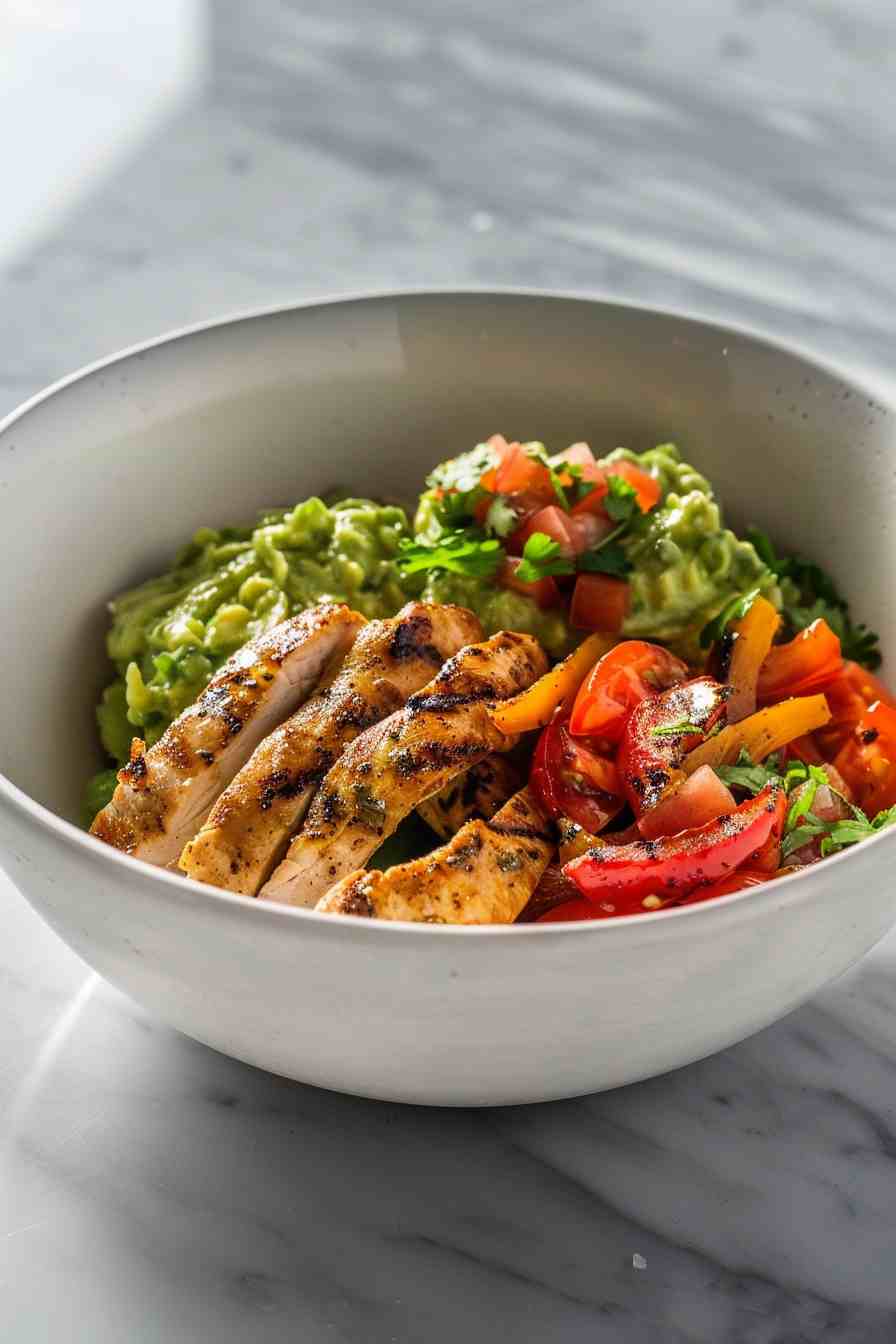 Chicken Fajita Bowls with Guacamole