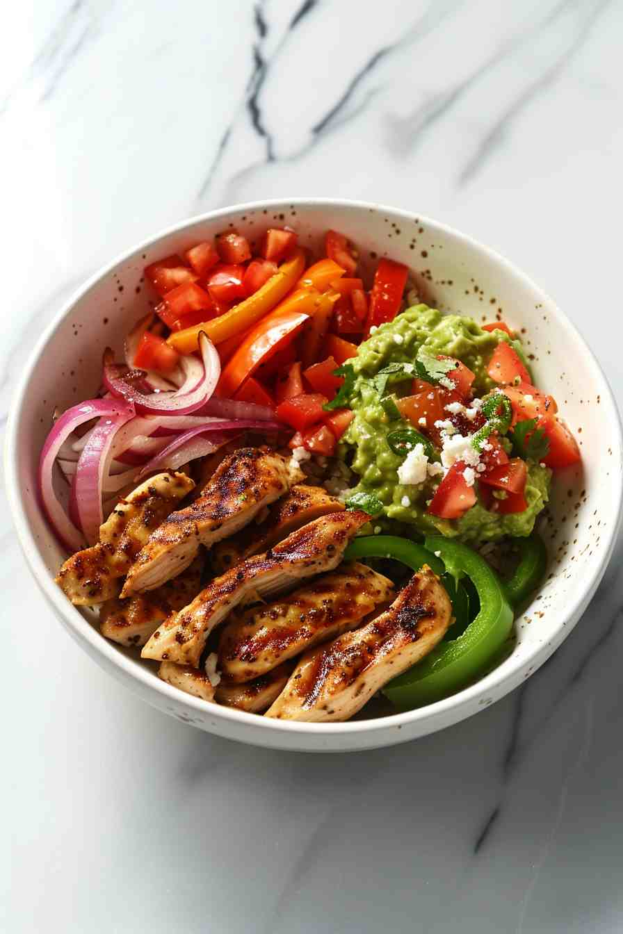 Chicken Fajita Bowls with Guacamole