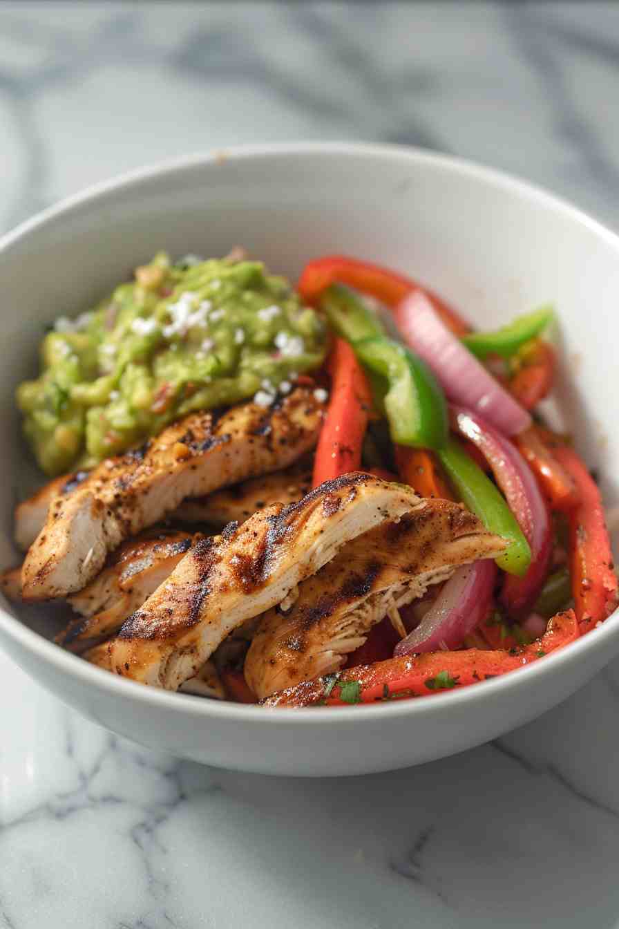 Chicken Fajita Bowls with Guacamole