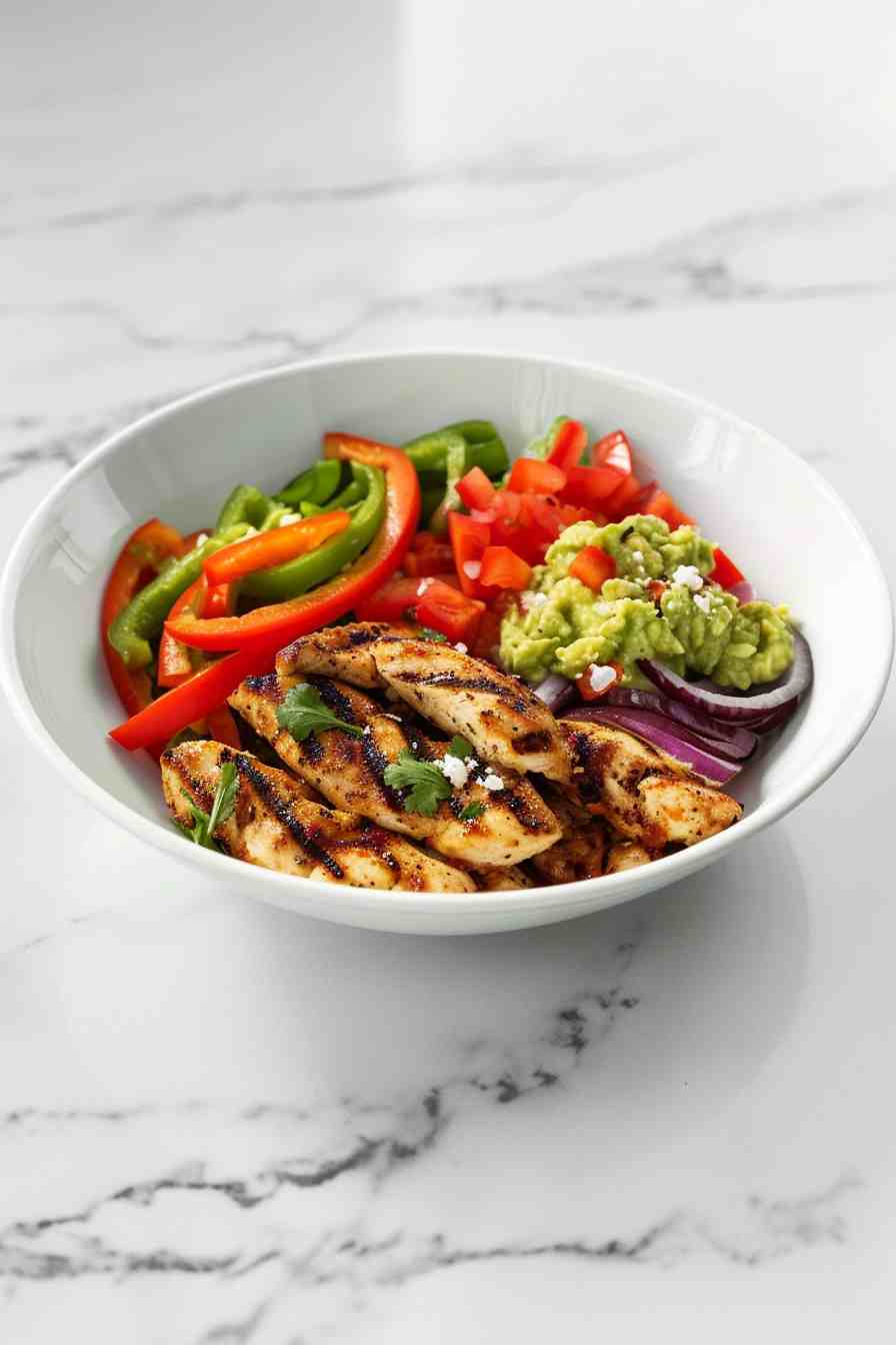 Chicken Fajita Bowls with Guacamole