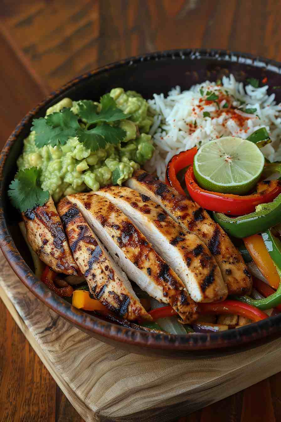 Chicken Fajita Bowls with Guacamole