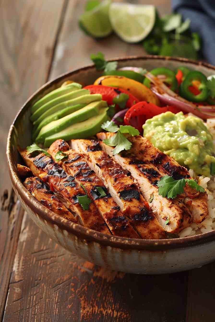 Chicken Fajita Bowls with Guacamole