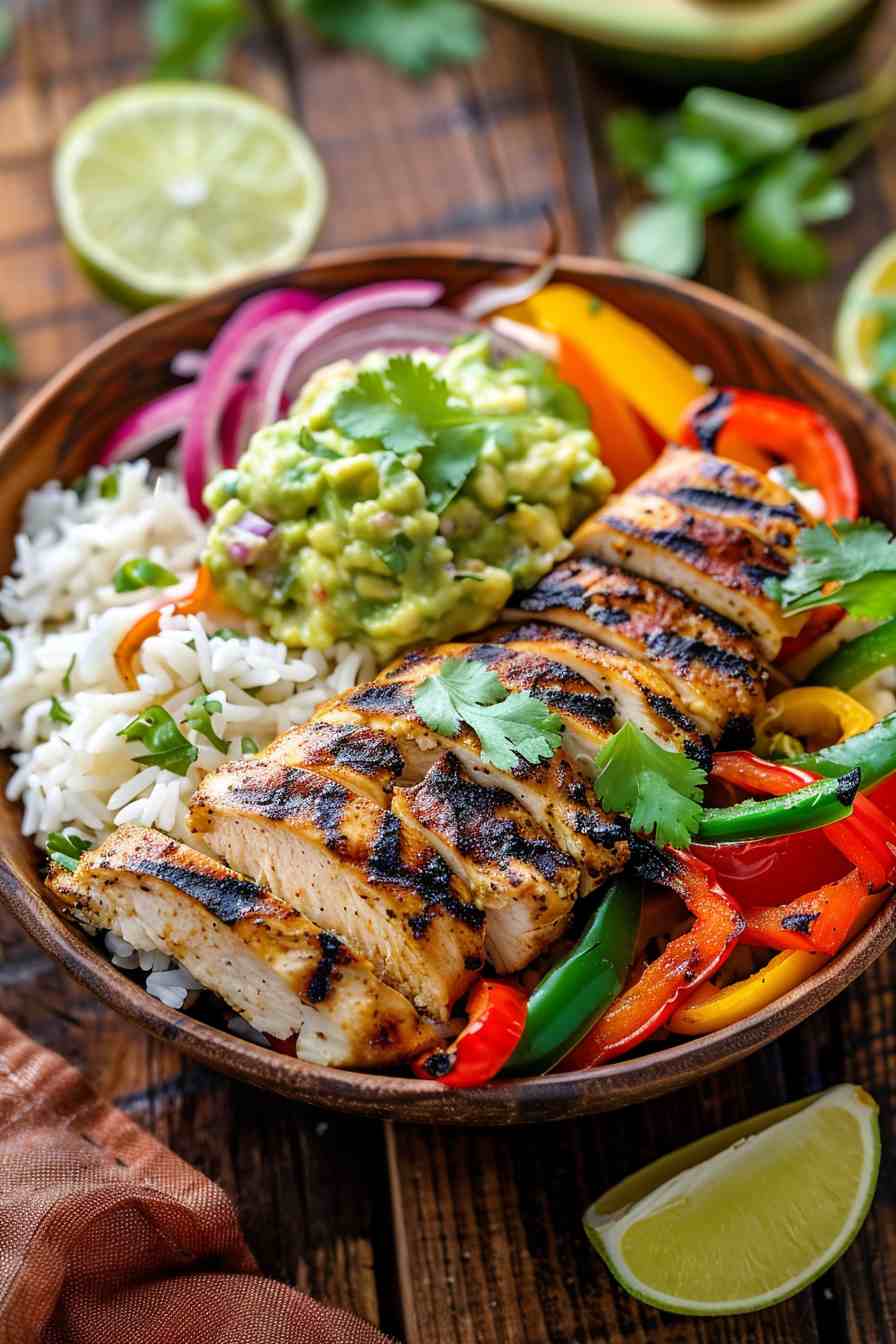 Chicken Fajita Bowls with Guacamole