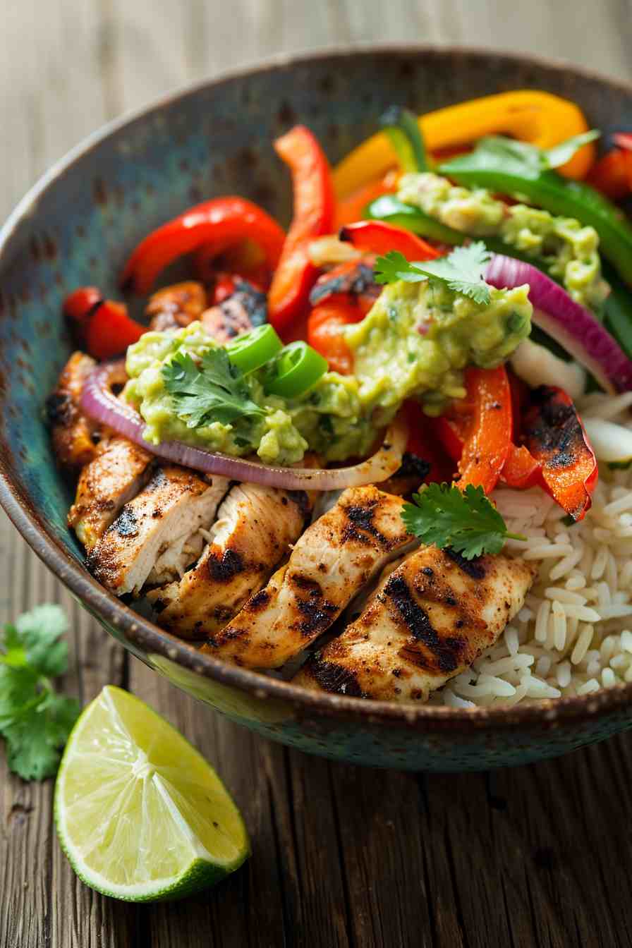 Chicken Fajita Bowls with Guacamole