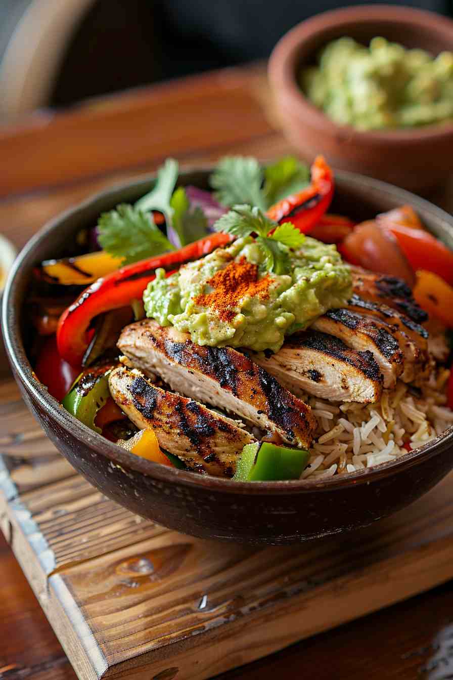 Chicken Fajita Bowls with Guacamole