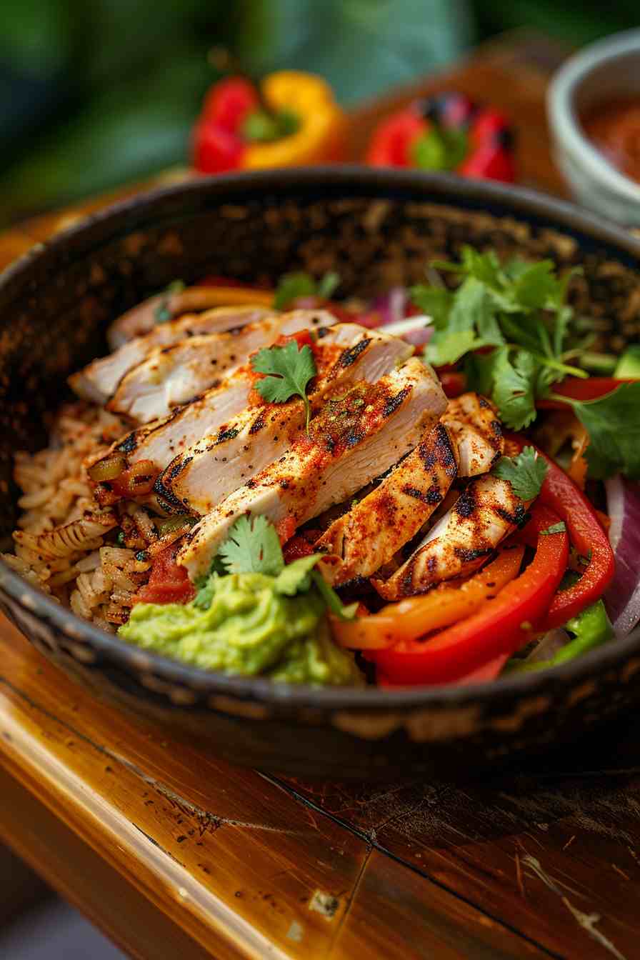 Chicken Fajita Bowls with Guacamole