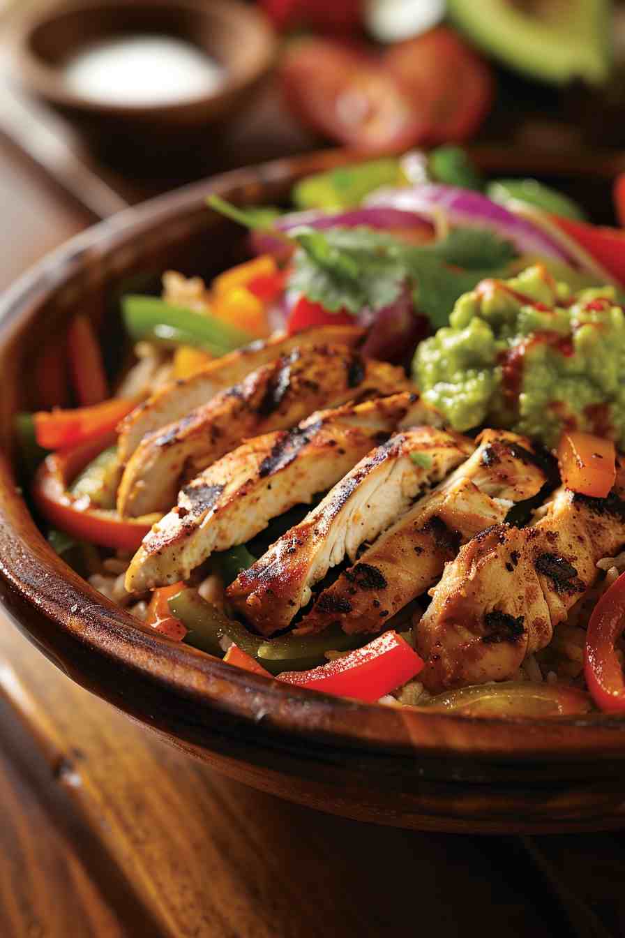 Chicken Fajita Bowls with Guacamole