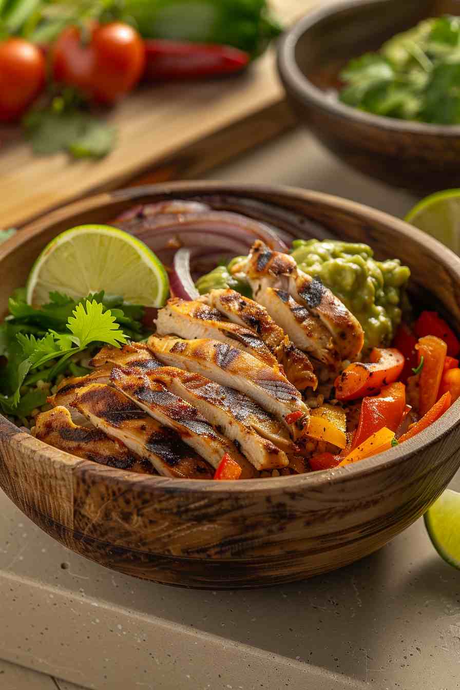 Chicken Fajita Bowls with Guacamole