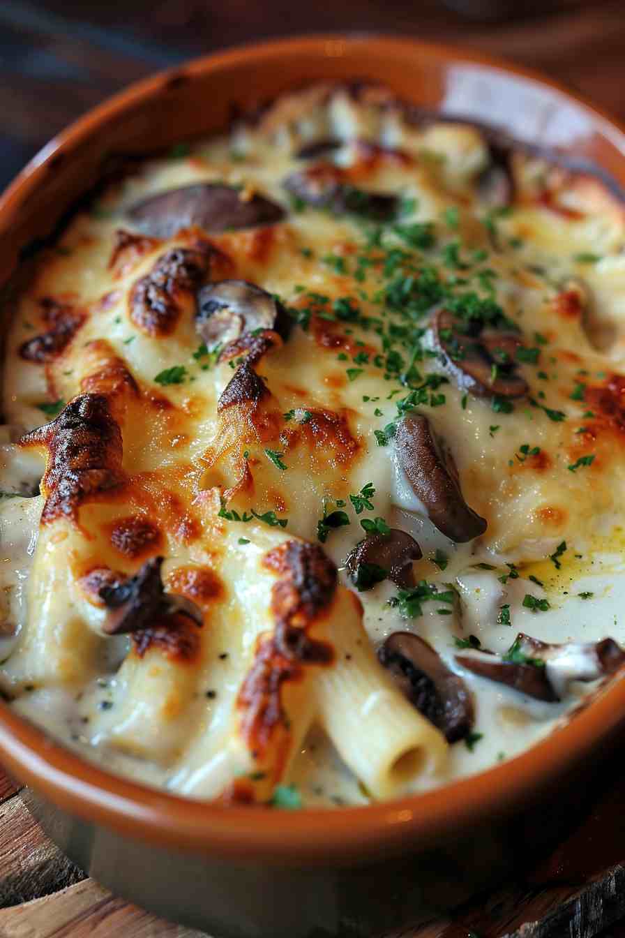 Creamy Mushroom and Spinach Pasta Bake