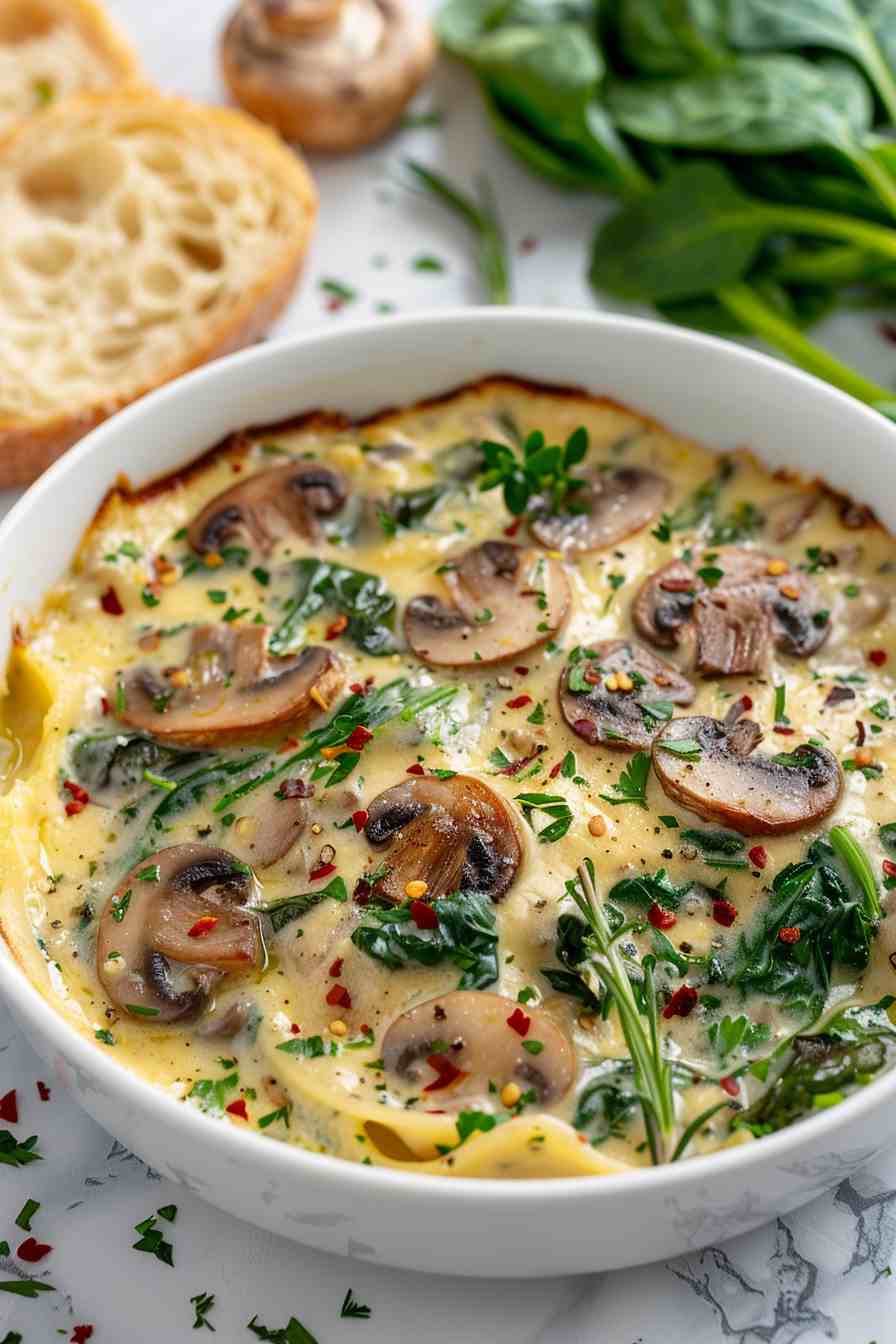 Creamy Mushroom and Spinach Pasta Bake