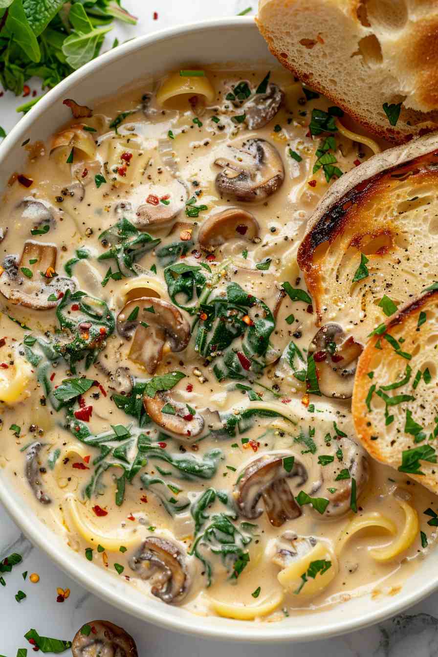 Creamy Mushroom and Spinach Pasta Bake