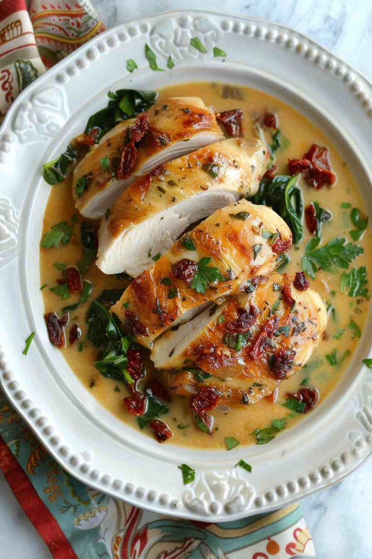 Creamy Tuscan Garlic Chicken with Spinach