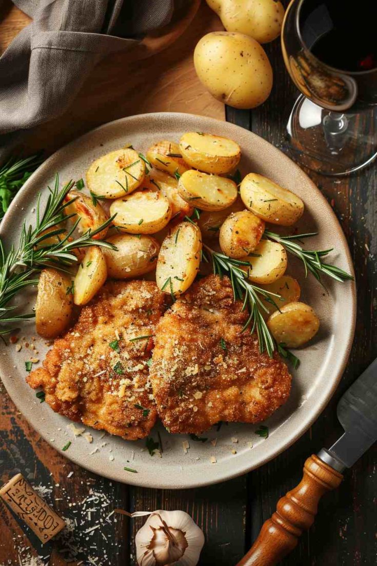 Garlic Parmesan Chicken with Crispy Roasted Potatoes