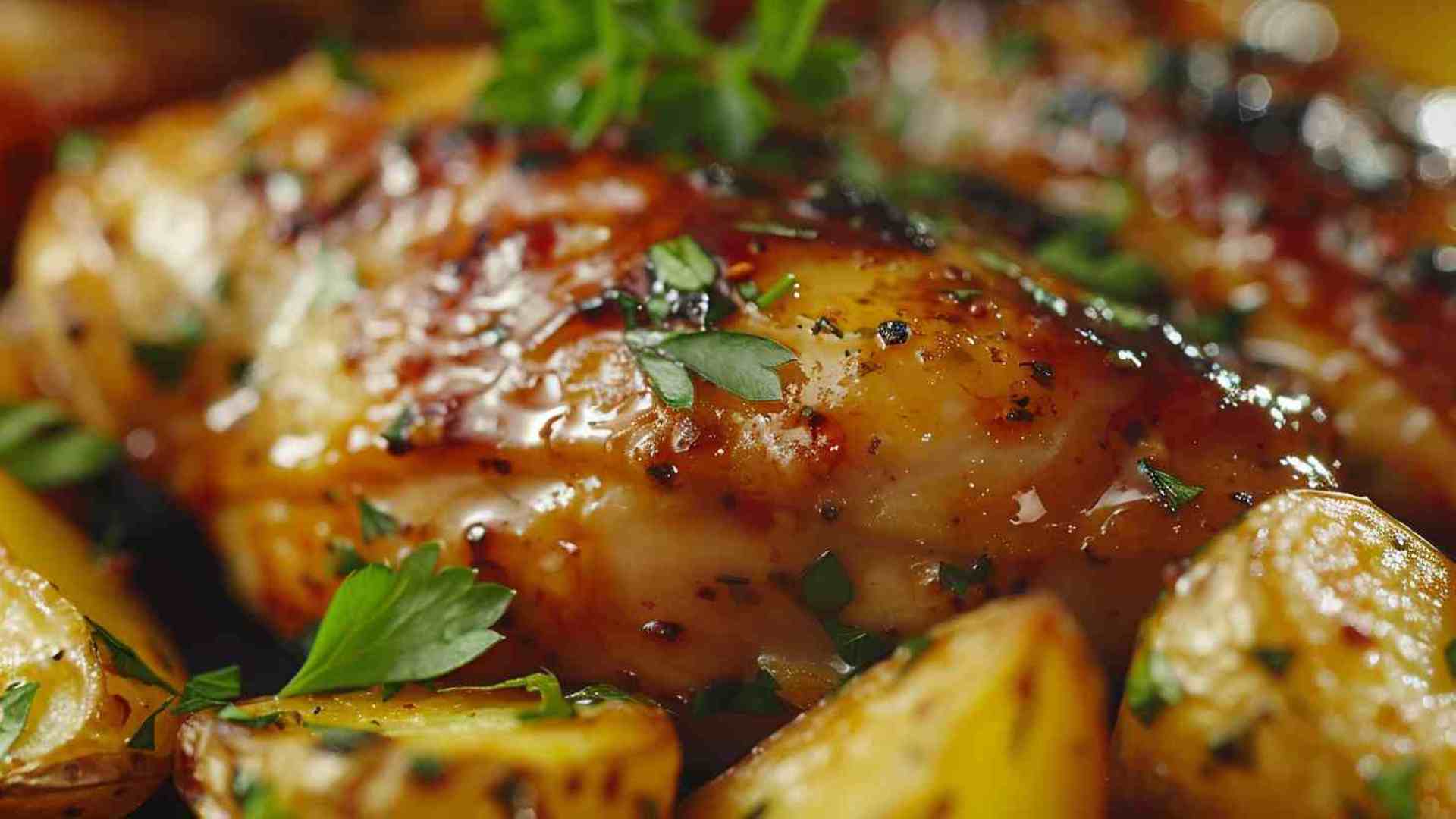 Garlic Parmesan Chicken with Crispy Roasted Potatoes