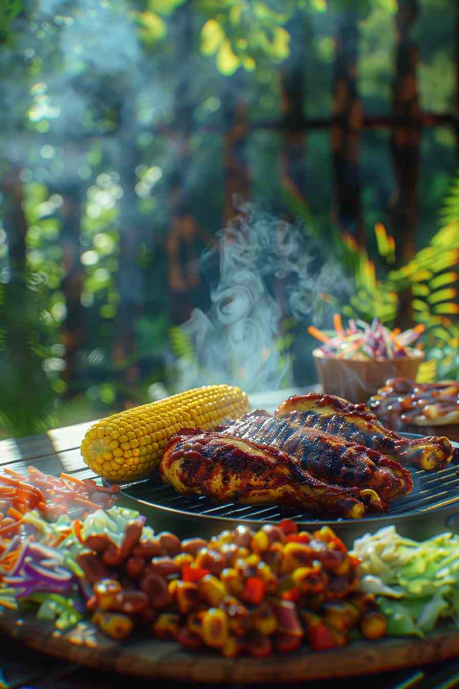 Grilled BBQ Chicken with Corn on the Cob