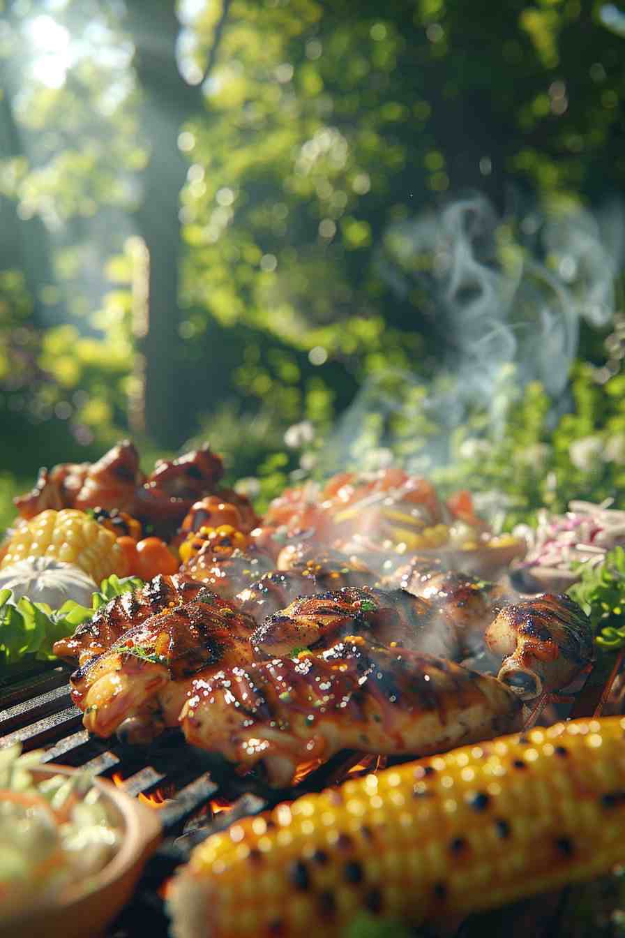 Grilled BBQ Chicken with Corn on the Cob