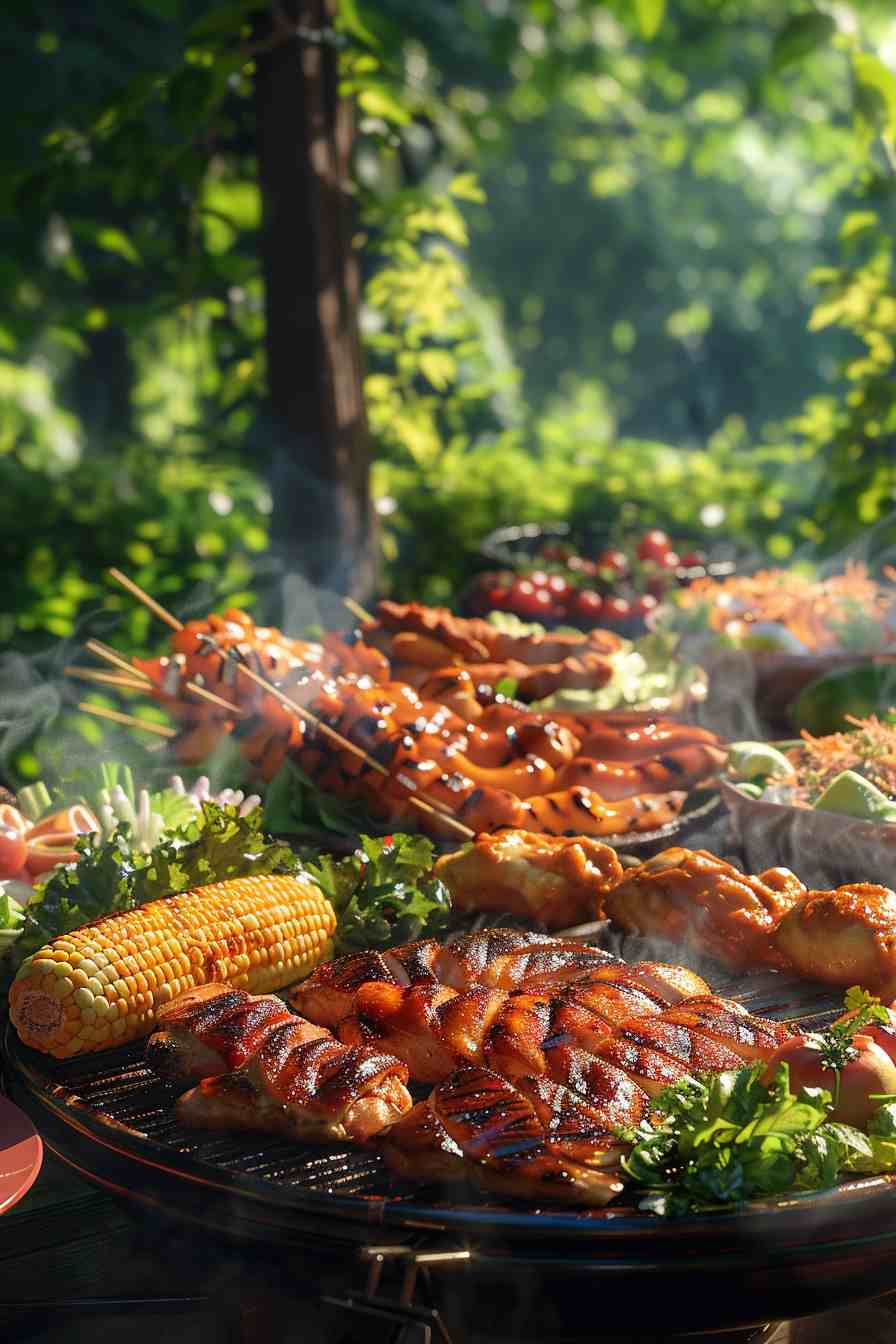 Grilled BBQ Chicken with Corn on the Cob