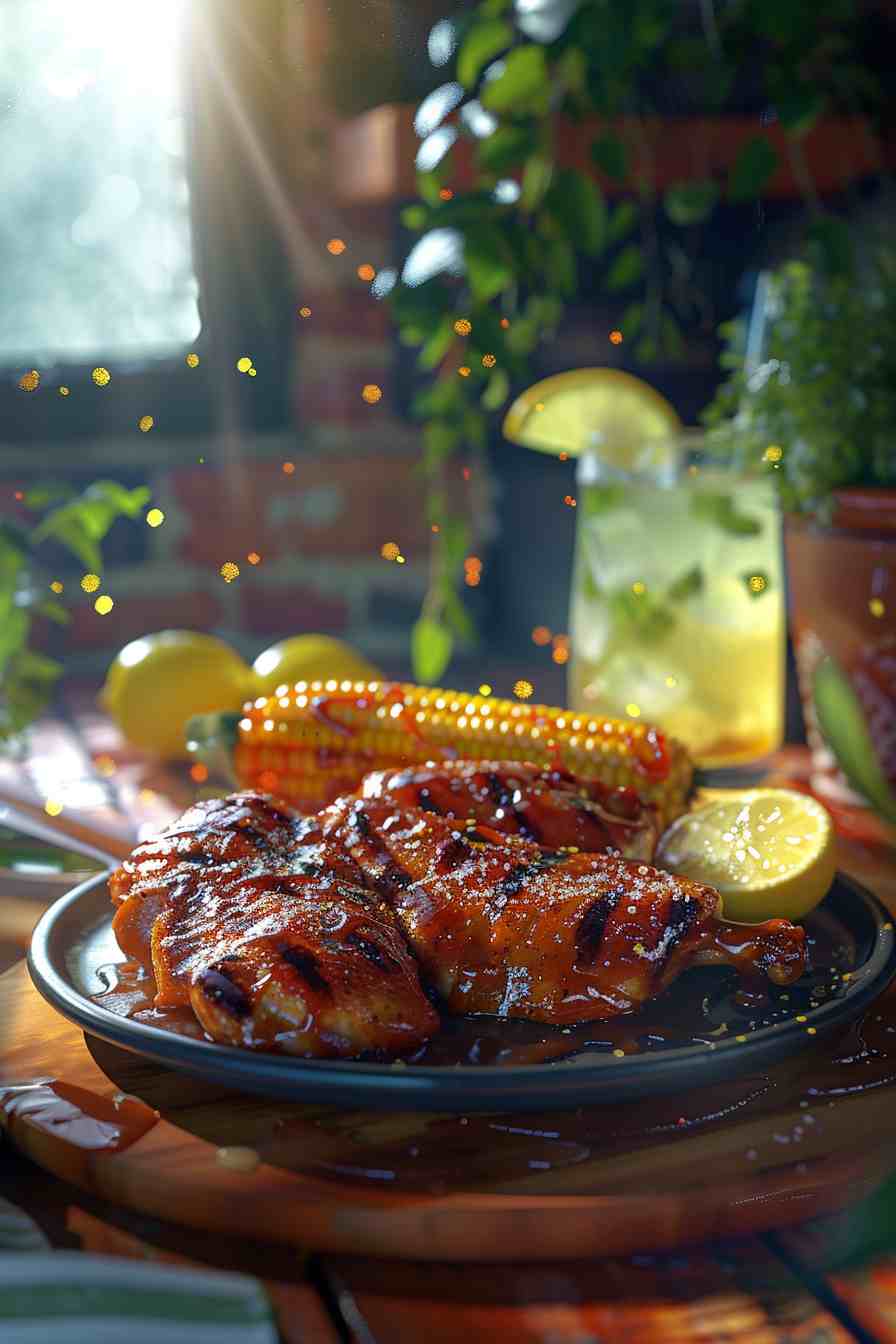 Grilled BBQ Chicken with Corn on the Cob