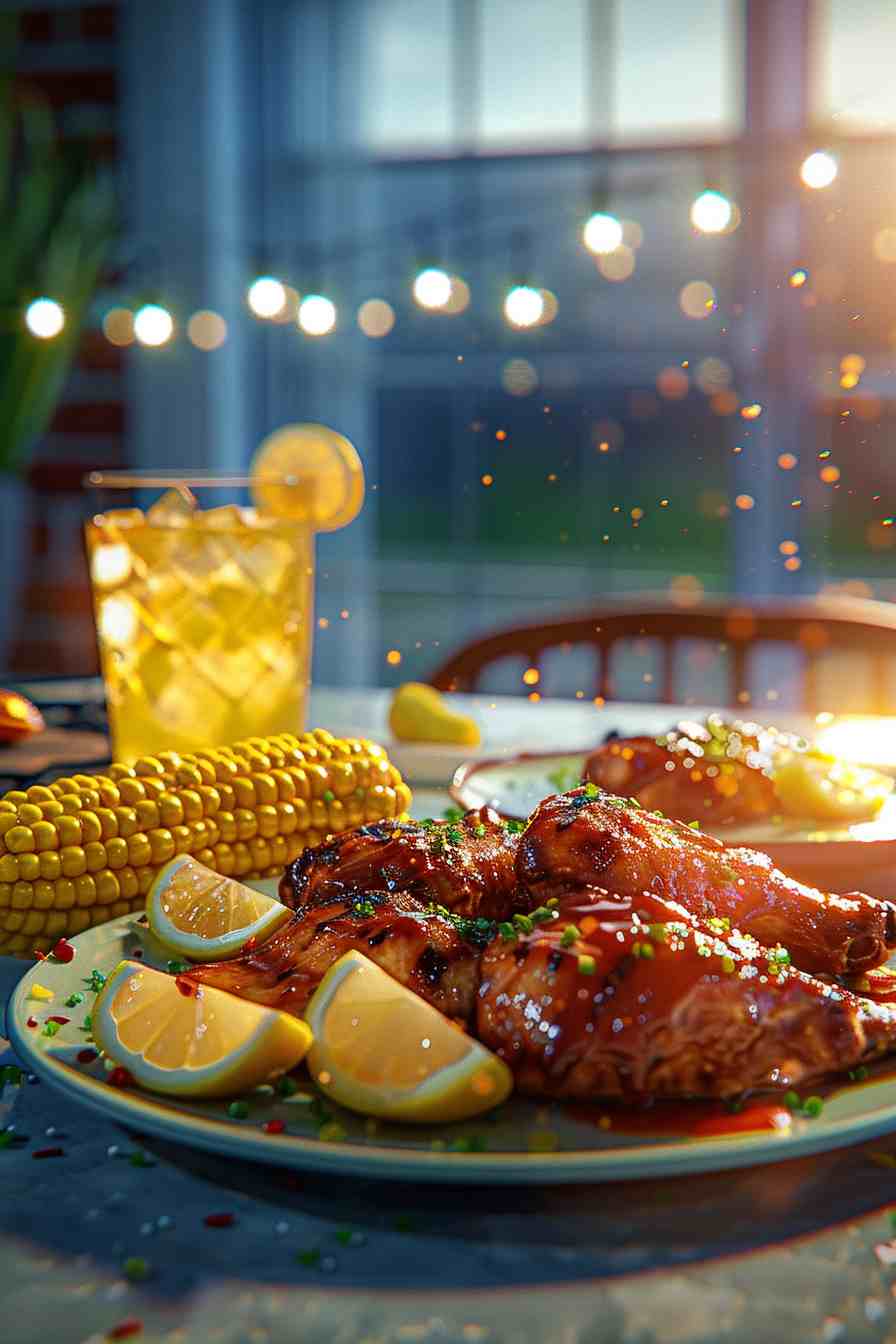 Grilled BBQ Chicken with Corn on the Cob