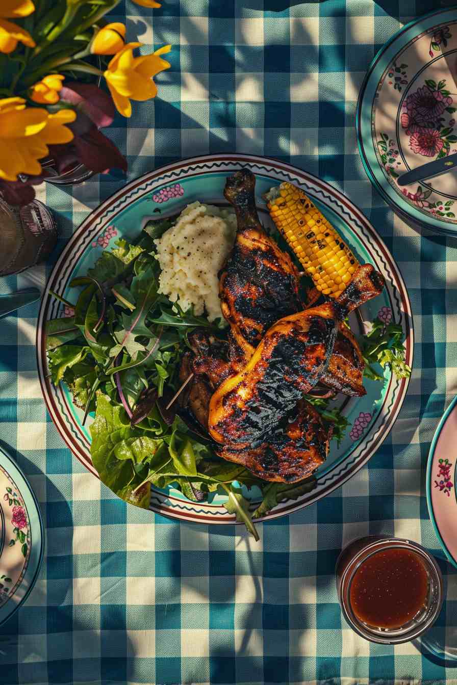 Grilled BBQ Chicken with Corn on the Cob