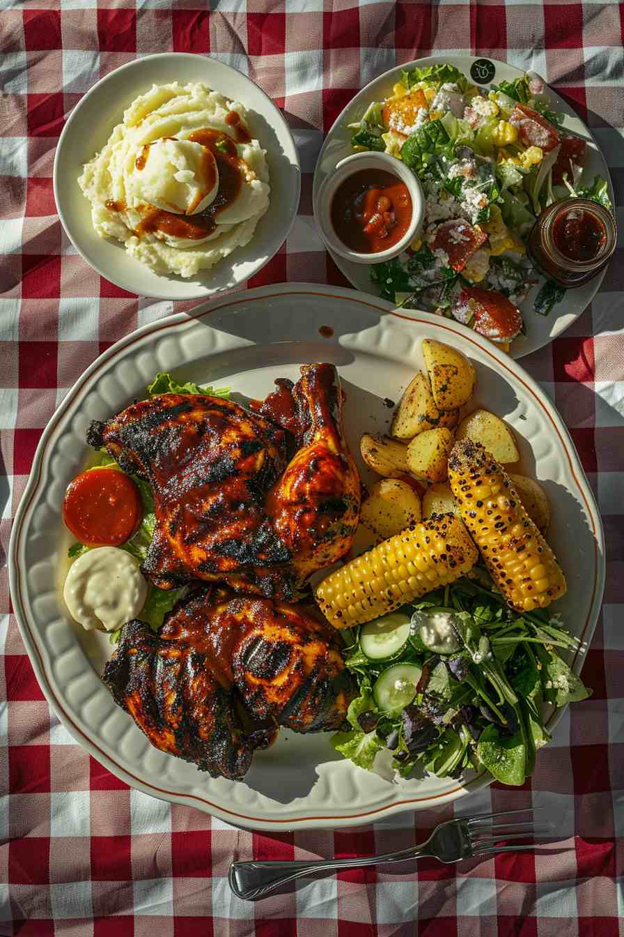 Grilled BBQ Chicken with Corn on the Cob