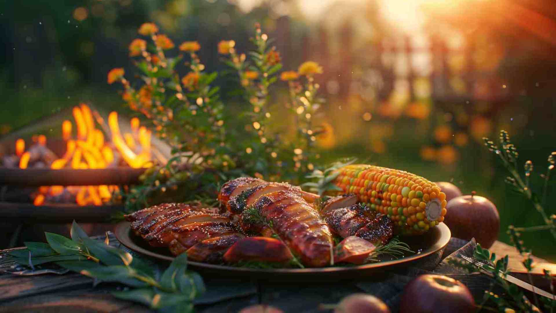 Grilled BBQ Chicken with Corn on the Cob