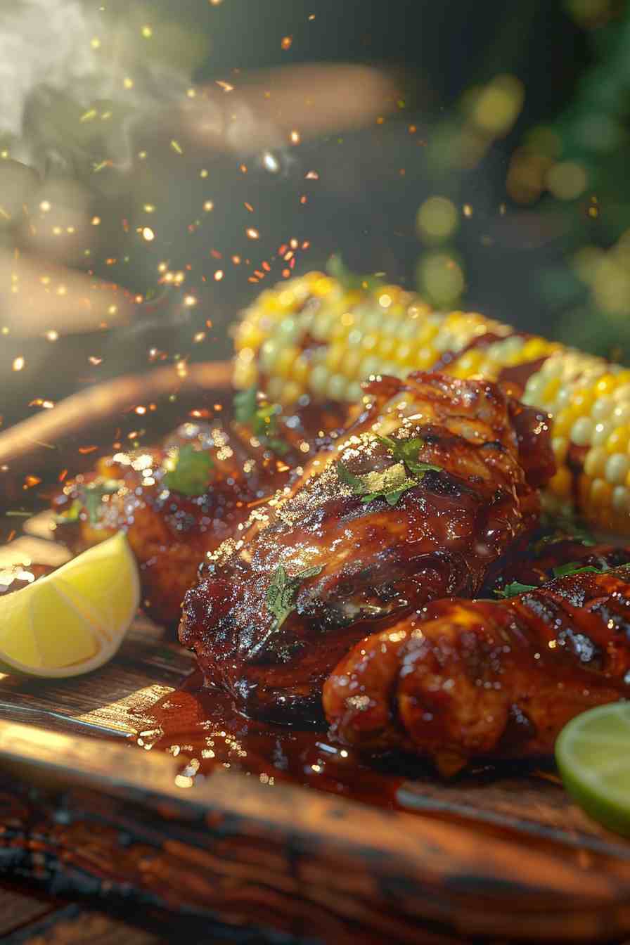 Grilled BBQ Chicken with Corn on the Cob