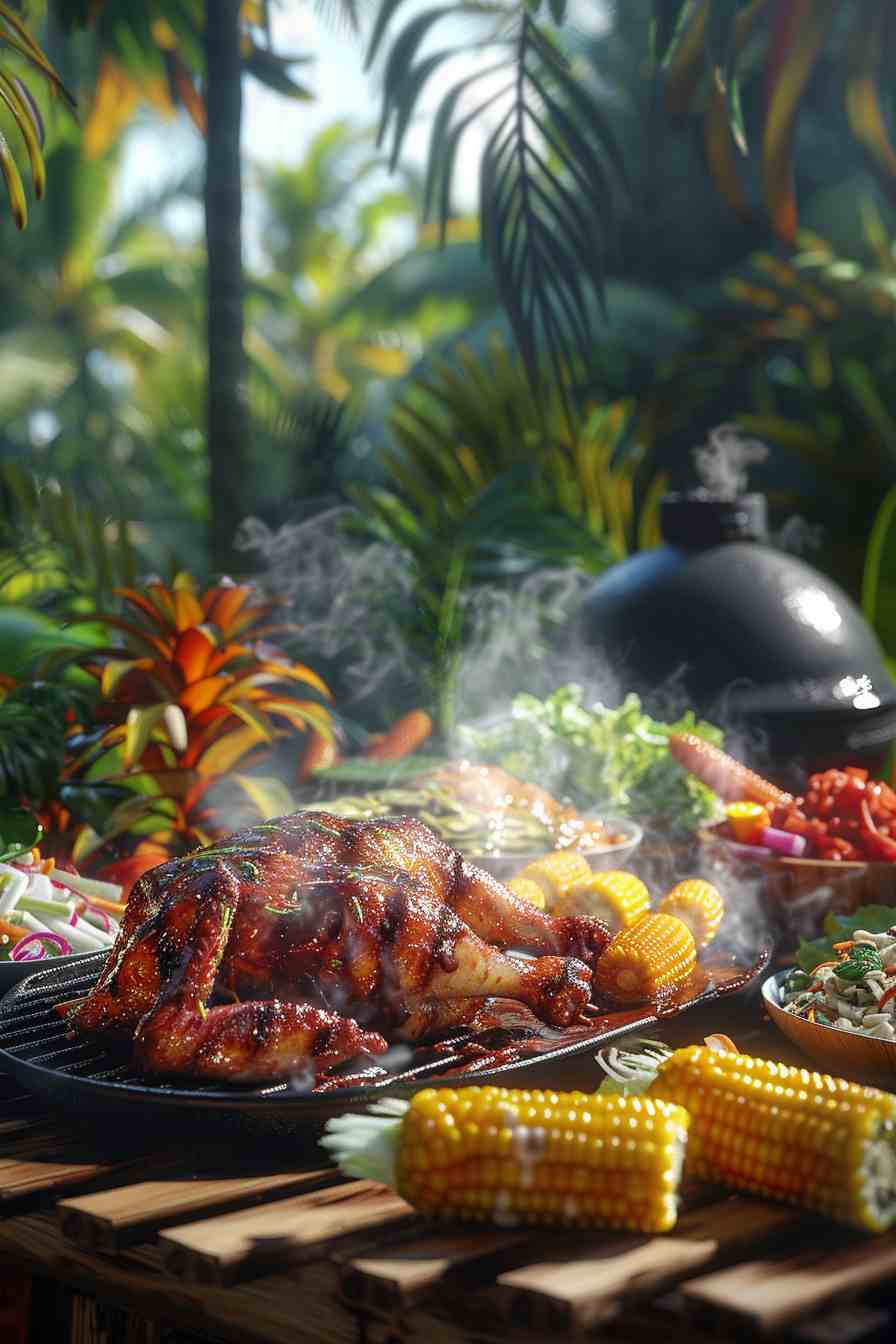 Grilled BBQ Chicken with Corn on the Cob