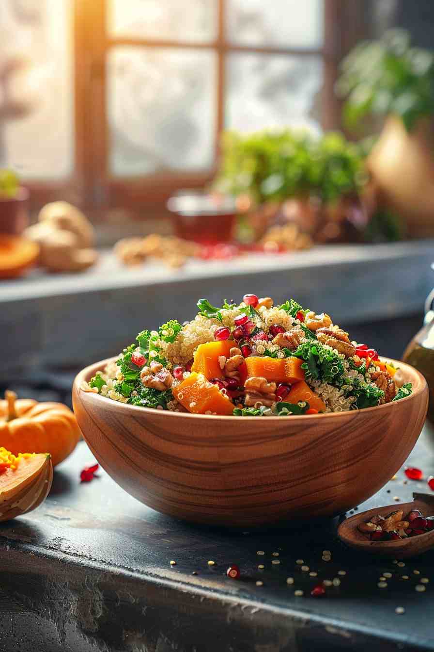 Harvest Quinoa Salad with Pomegranate and Kale