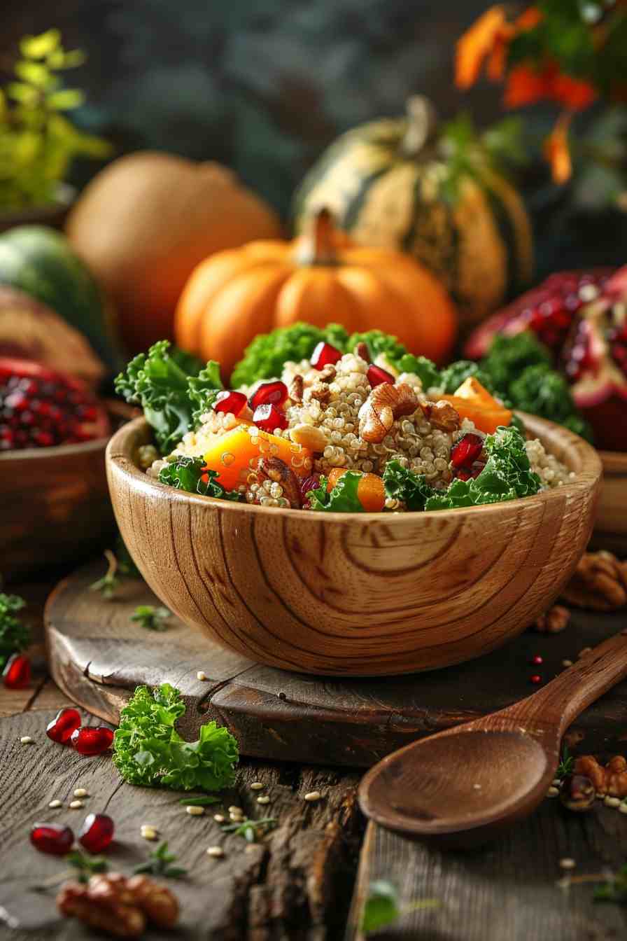 Harvest Quinoa Salad with Pomegranate and Kale