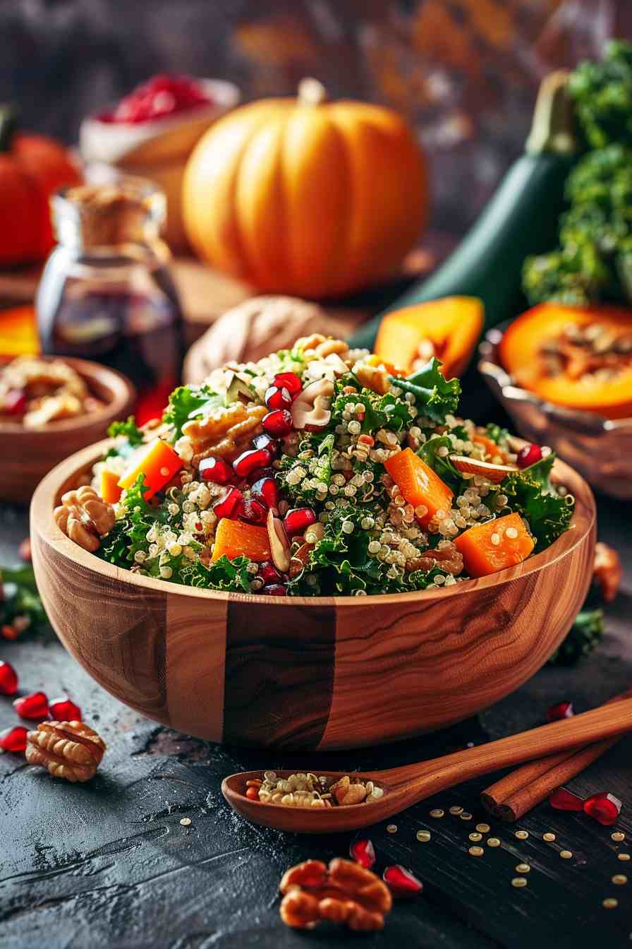 Harvest Quinoa Salad with Pomegranate and Kale