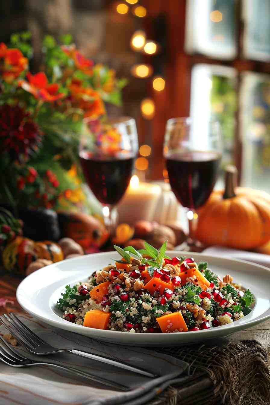 Harvest Quinoa Salad with Pomegranate and Kale