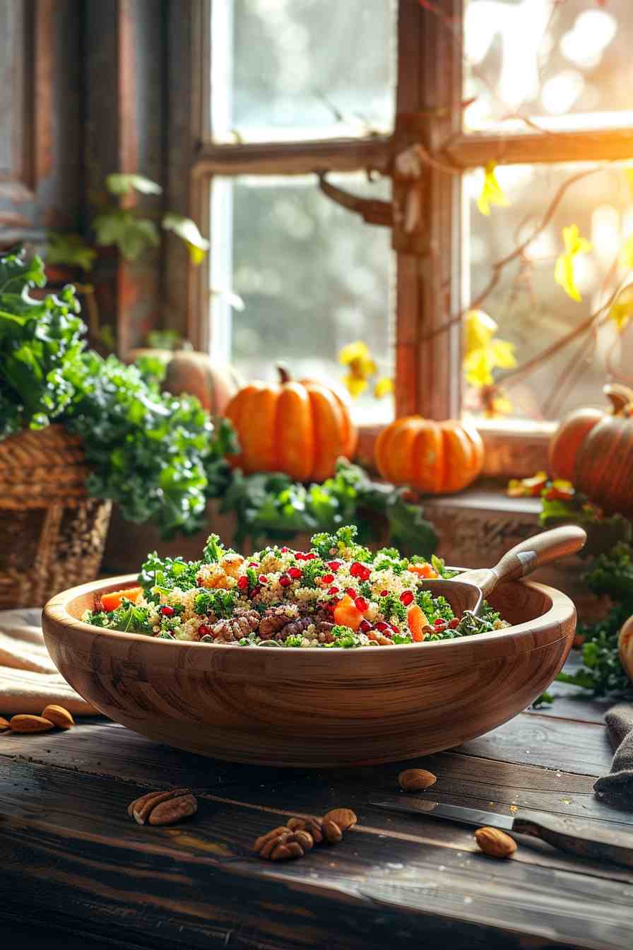 Harvest Quinoa Salad with Pomegranate and Kale