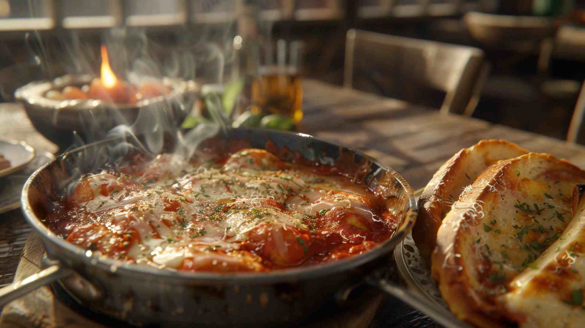 One-Pan Chicken Parmesan with Garlic Bread