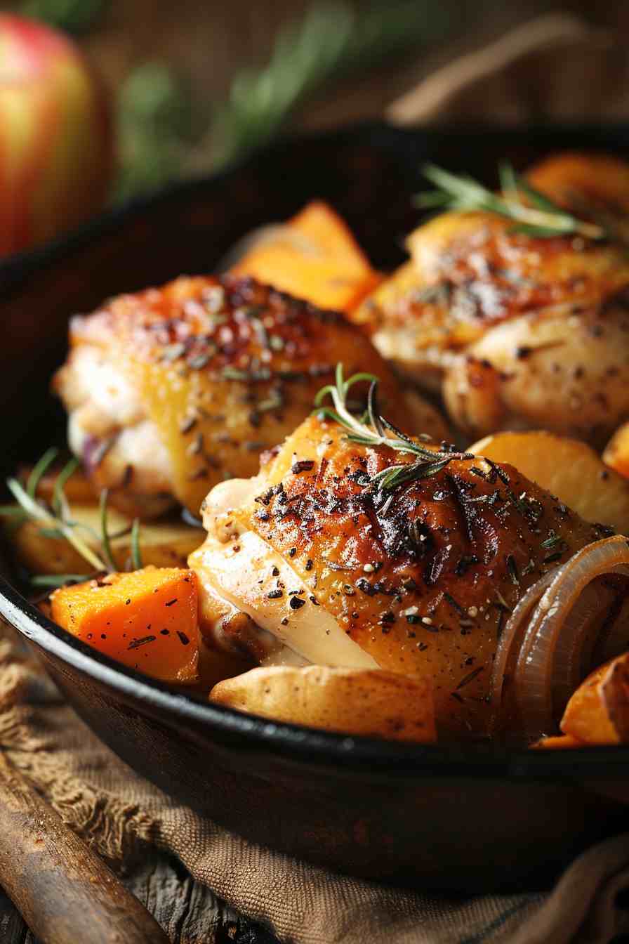 One-Pan Chicken with Sweet Potatoes and Apples