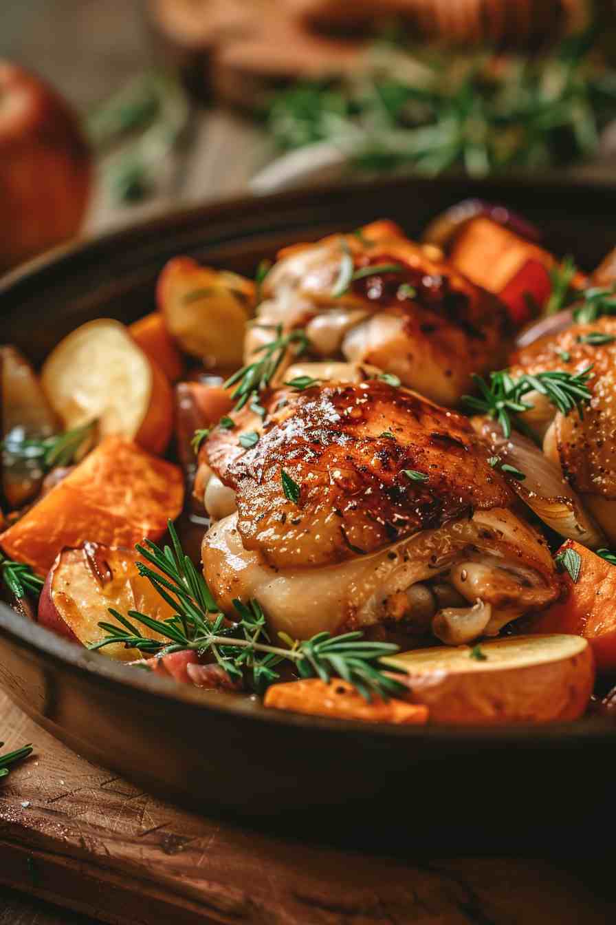 One-Pan Chicken with Sweet Potatoes and Apples