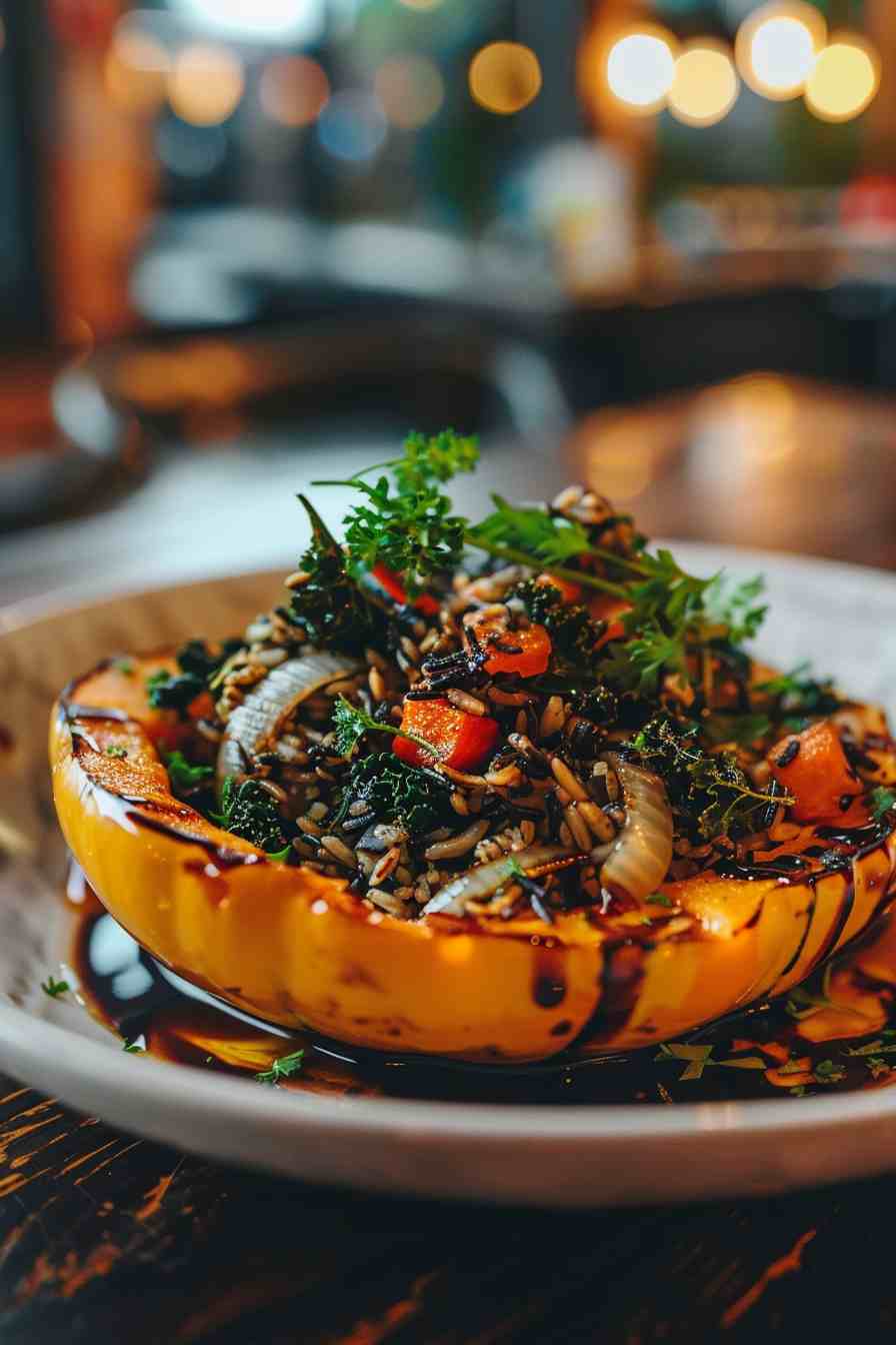 Roasted Acorn Squash with Wild Rice Stuffing