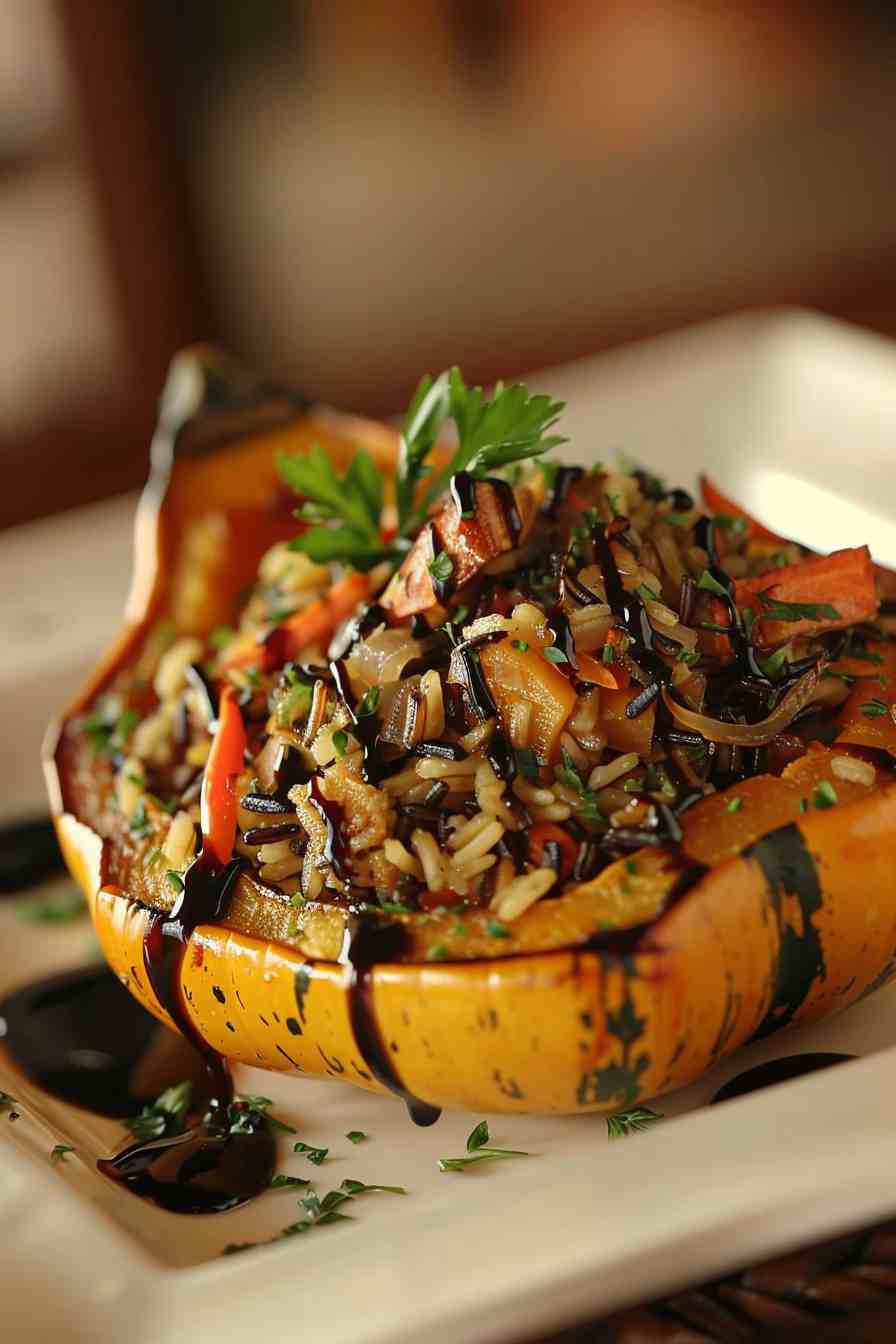 Roasted Acorn Squash with Wild Rice Stuffing